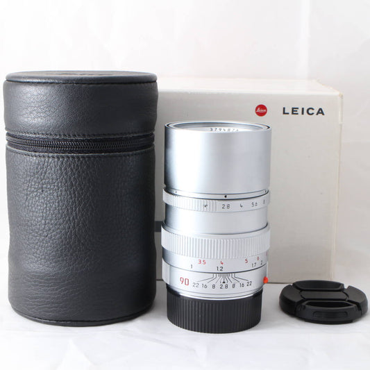 ☆Good product☆ Leica Elmarit-M 90mm F2.8 Silver Chrome (hood included) Late Leica Elmarit M Silver #4092 [m1200707268]