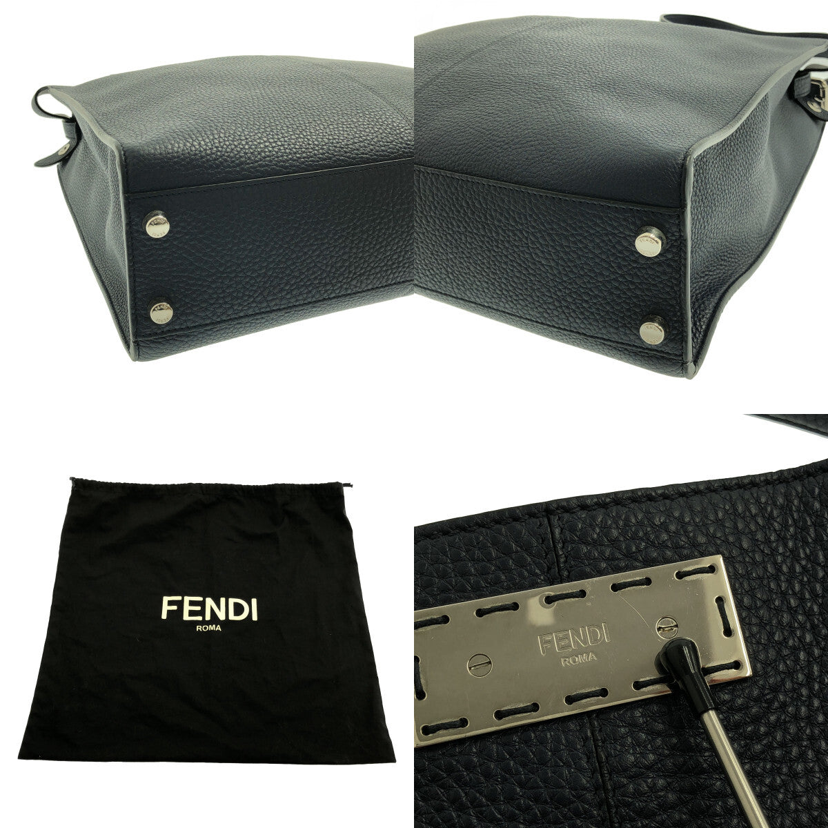 Fendi 2Way Peekaboo X-Light Fit Tote Bag Navy [x1206665475]