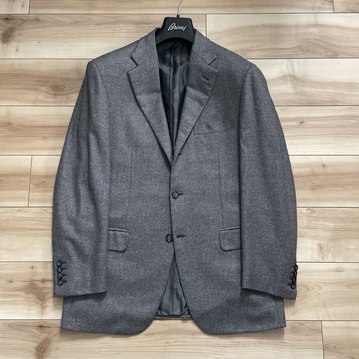 [Free Shipping] [Good Condition] BRIONI 100% Cashmere Highest Grade 3B Jacket Gray 50 Total Cashmere Tailored Blazer [l1207983132]