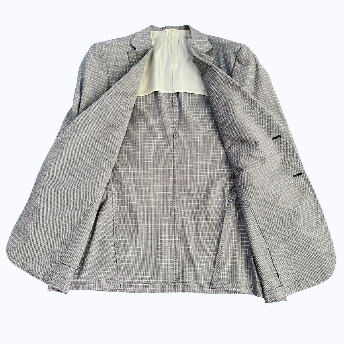 Good Condition Brioni Brioni Suit Single Vest 3 Piece Wool Check Pattern Gray BRUNICO THETA 52 Unlined Setup Genuine Hanger [h1208872701]