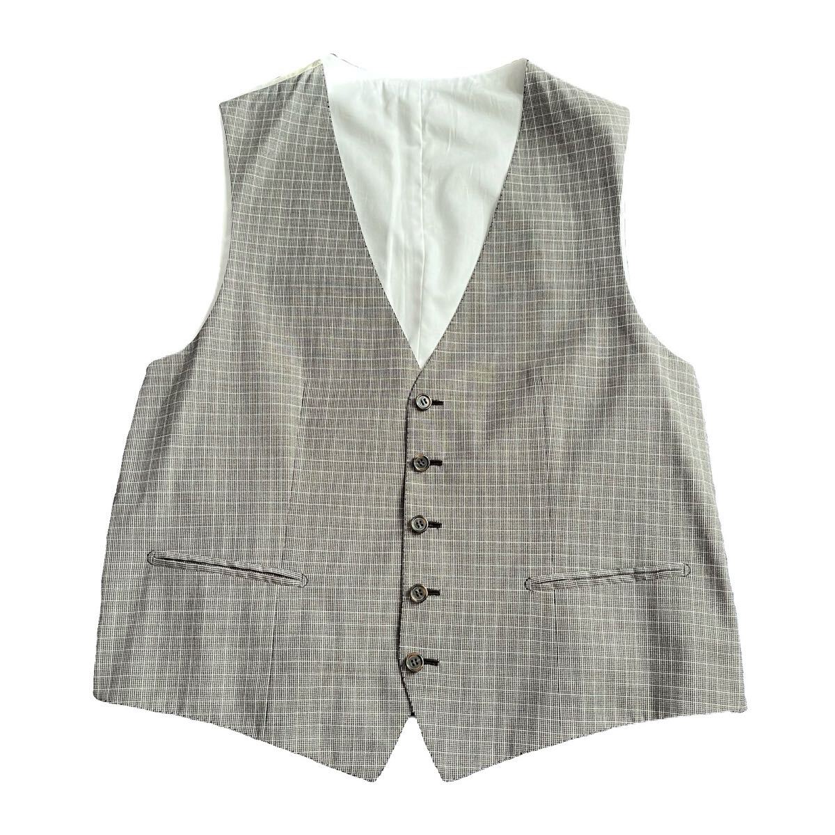 Good Condition Brioni Brioni Suit Single Vest 3 Piece Wool Check Pattern Gray BRUNICO THETA 52 Unlined Setup Genuine Hanger [h1208872701]