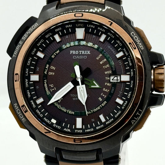 CASIO PRO TREK PRX-7000GF Black Tough Solar Radio Operation [o1209699988]