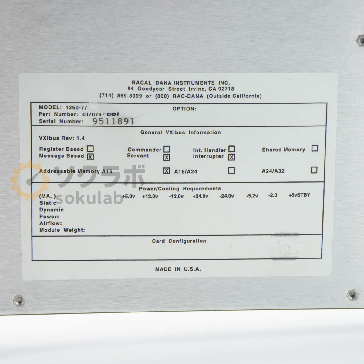 DW 1260-77V VXIbus Electrical Electronic Plug-in Unit [w1213961630]