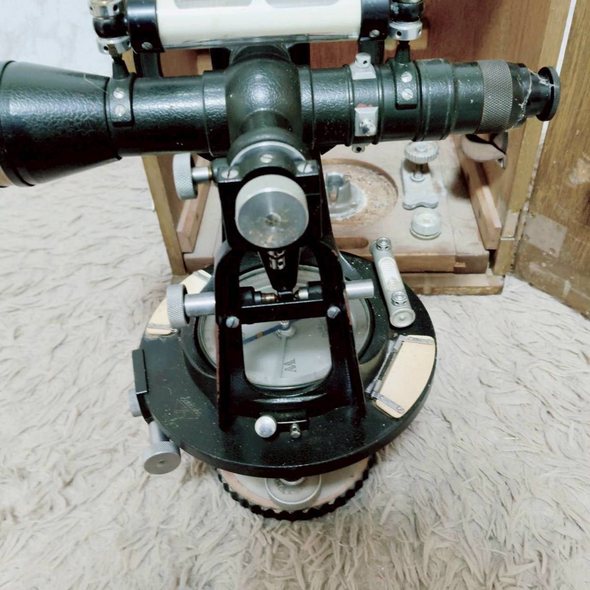 Antique Surveying Angle Meter Transit with Wooden Box [k1219719250]