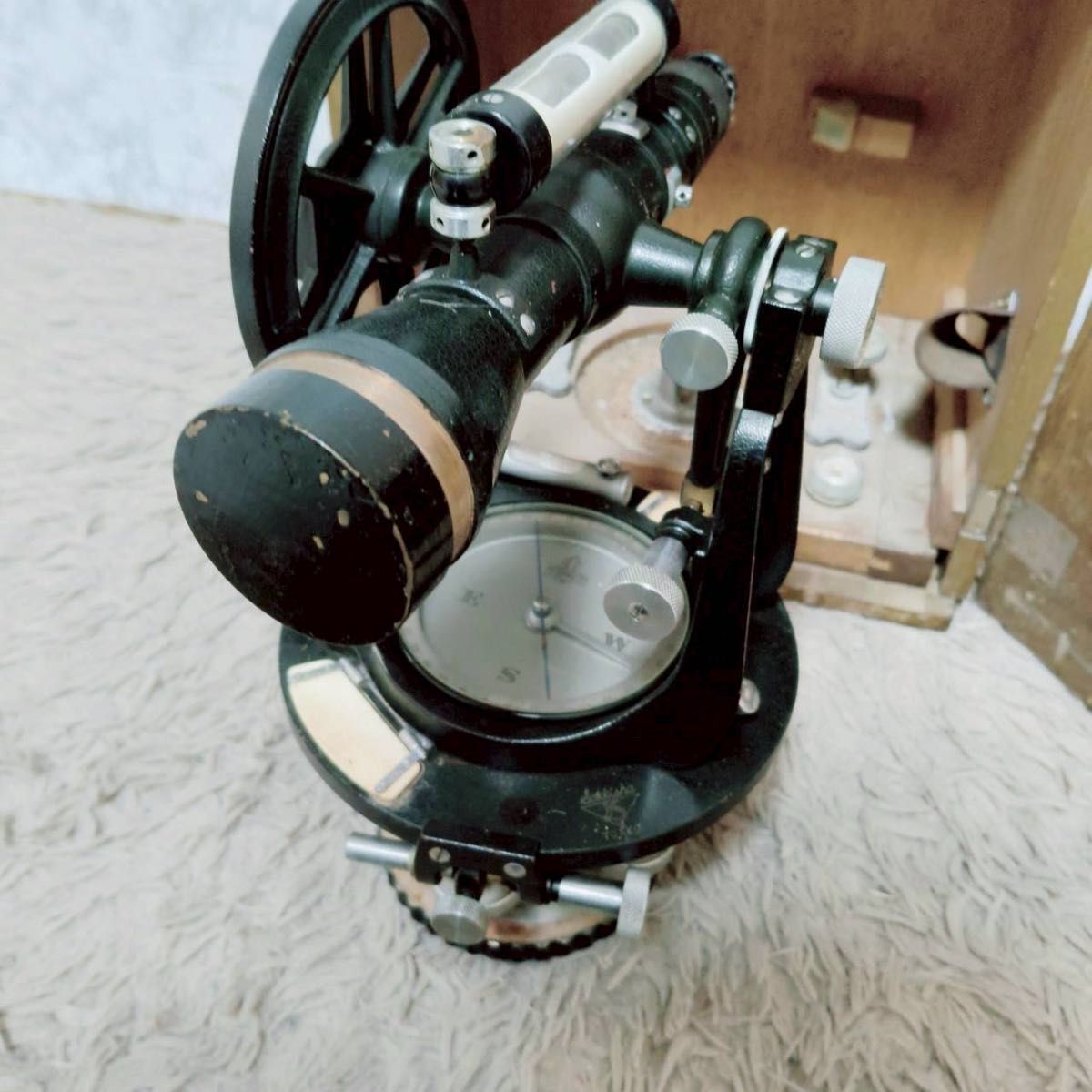 Antique Surveying Angle Meter Transit with Wooden Box [k1219719250]