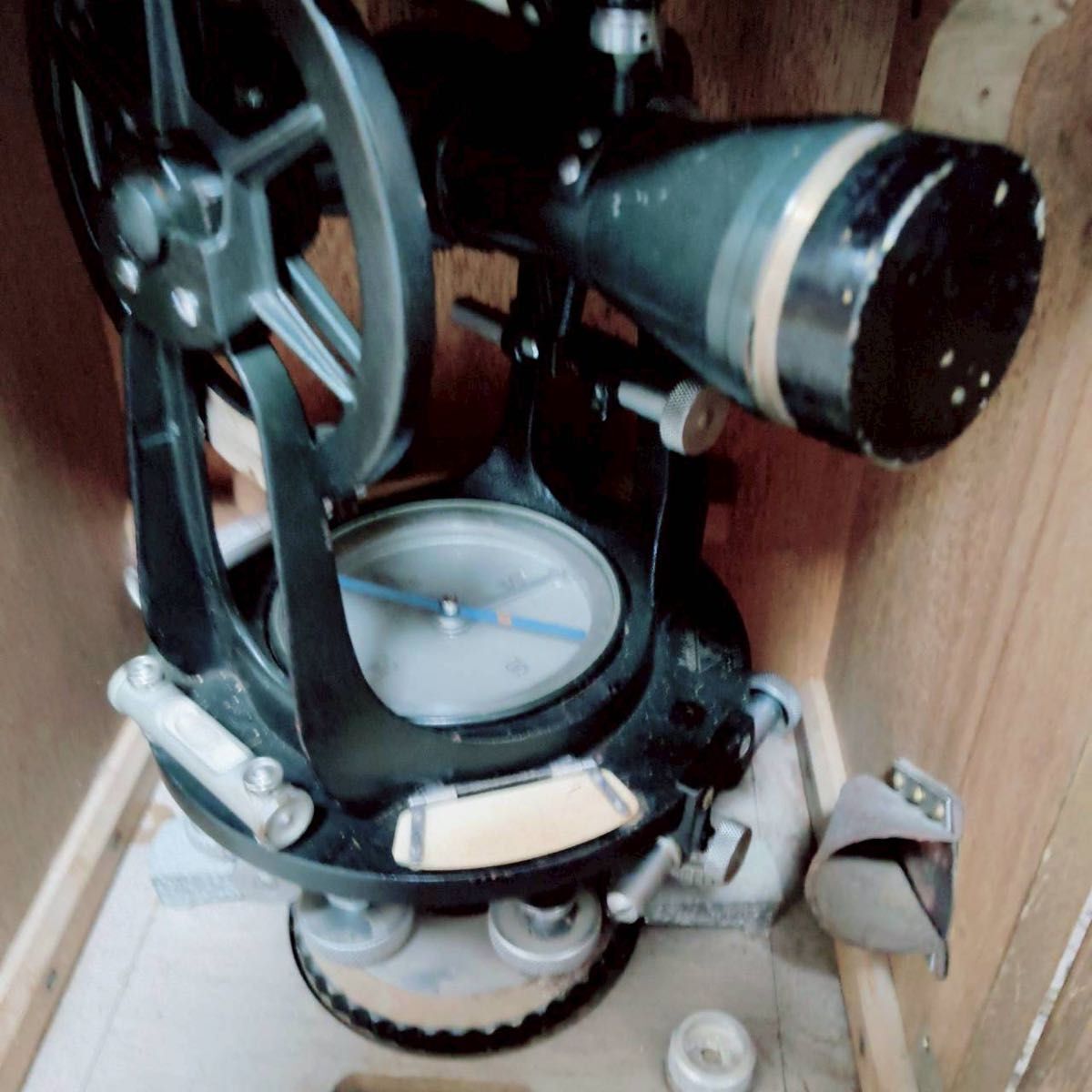 Antique Surveying Angle Meter Transit with Wooden Box [k1219719250]