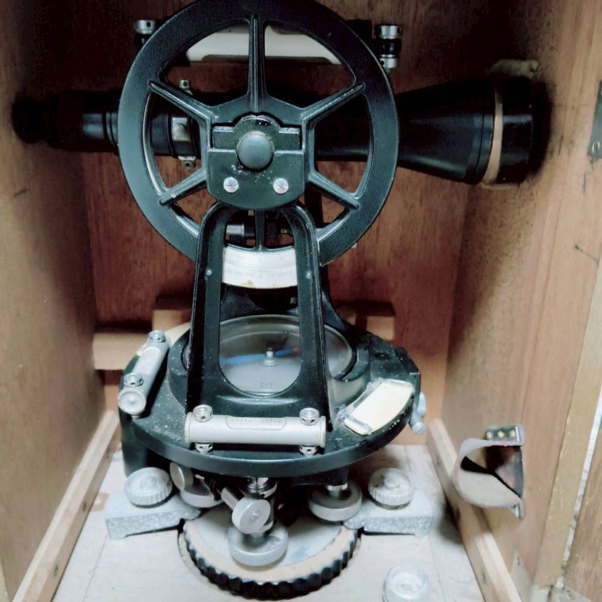 Antique Surveying Angle Meter Transit with Wooden Box [k1219719250]