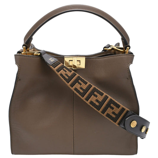 Fendi 8BN310 Peekaboo X-Light 2way Handbag Leather Brown Gold Hardware [e1236005646]