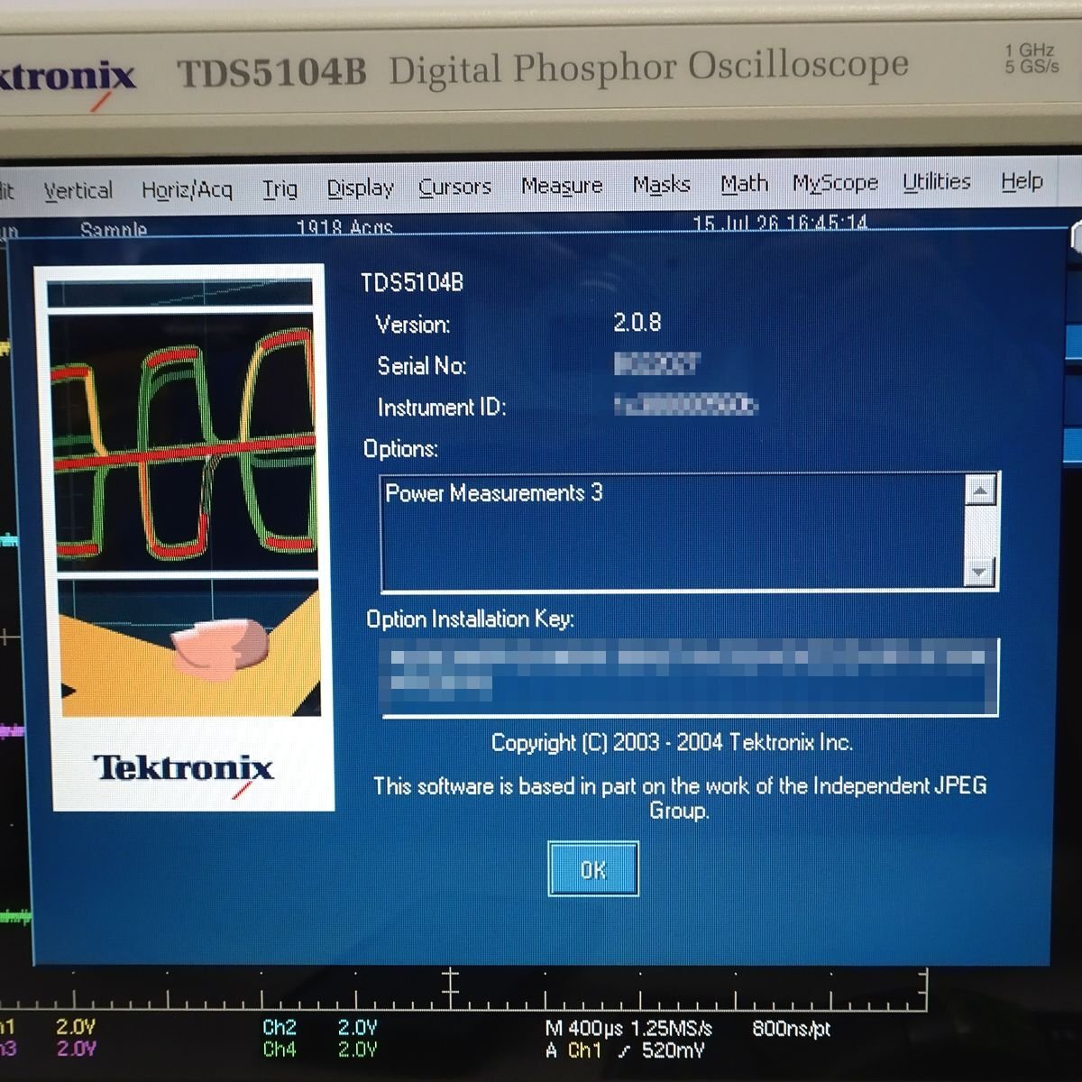 Tektronix TDS5104B Digital Oscilloscope 1GHz 5GS/s 4ch [g1237905045]