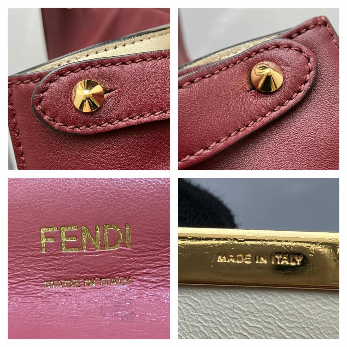FENDI 8BN304 Handbag Large Wine Red with Dust Bag and Certificate [e1240819917]