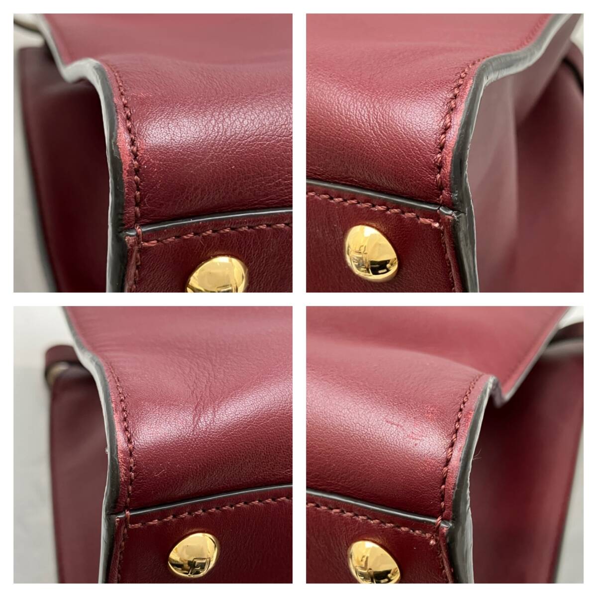 FENDI 8BN304 Handbag Large Wine Red with Dust Bag and Certificate [e1240819917]