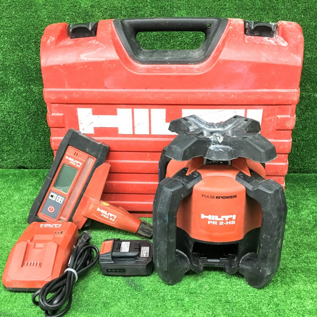 HILTI PR2-HS Rotating Laser with PRA20 Receiver Battery Charger Case Set [e1241852005]