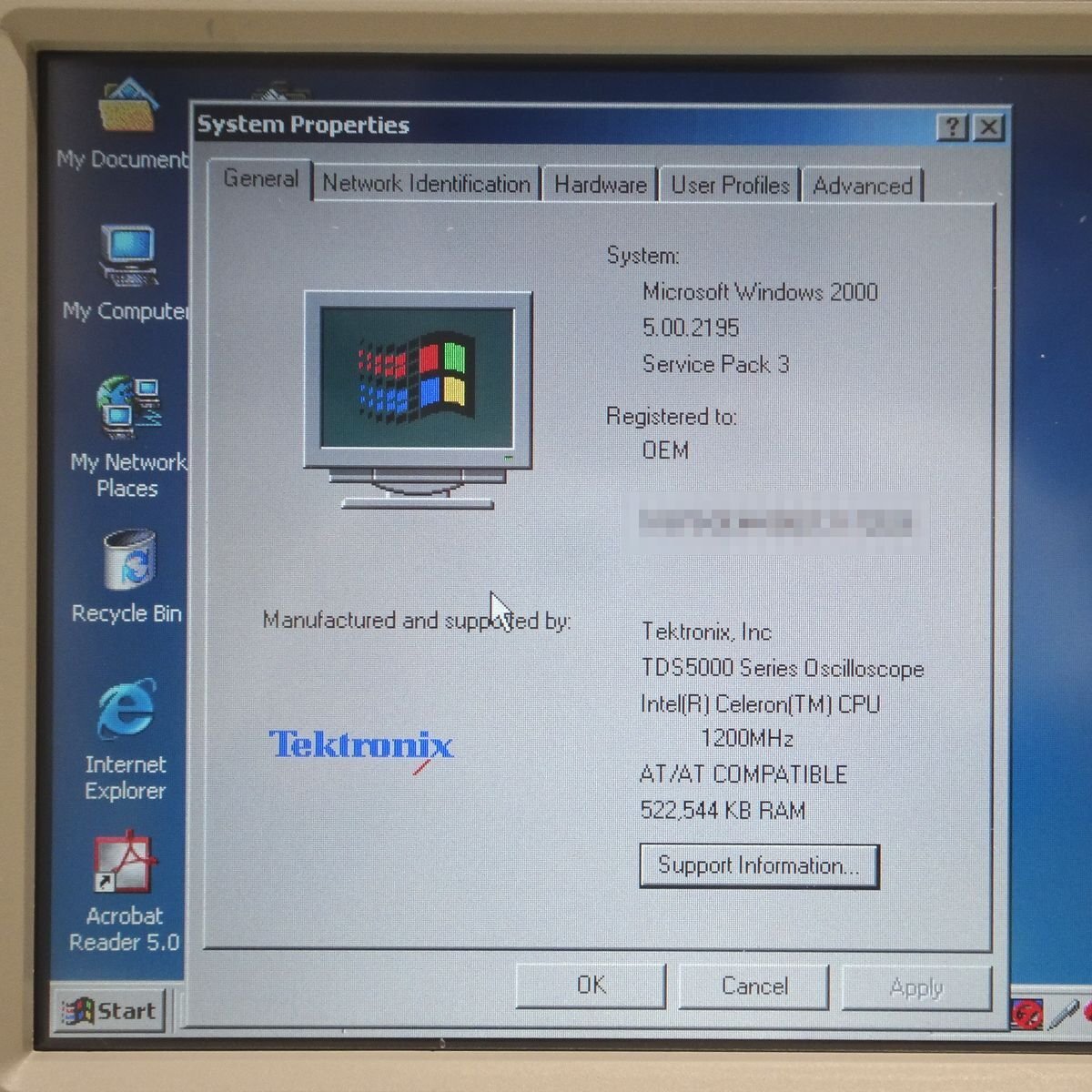 Tektronix TDS5054 Digital Oscilloscope 500MHz 4ch (as-is) [d1245100771]