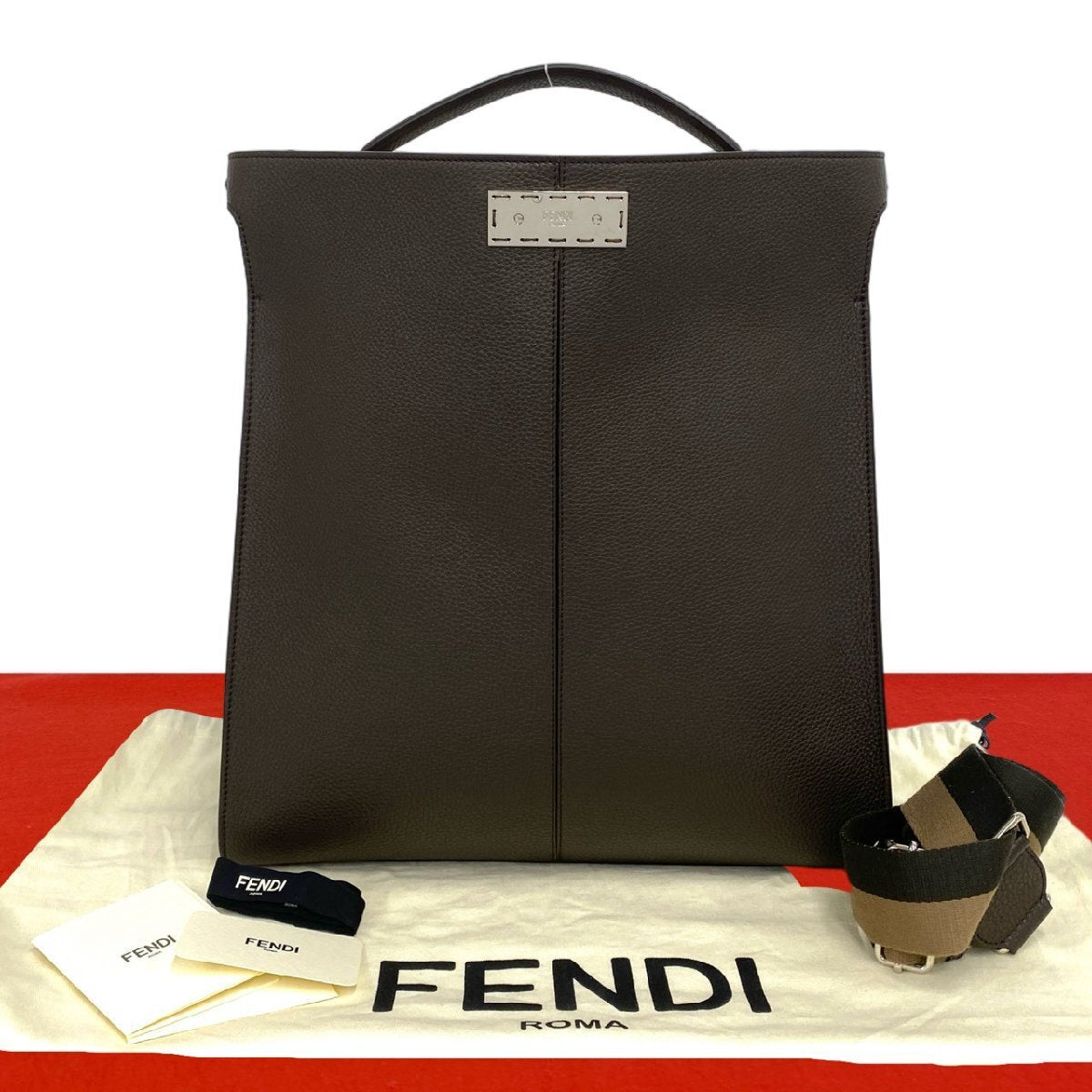 FENDI Peekaboo X Light Leather Shoulder Bag Brown [d1245644202]