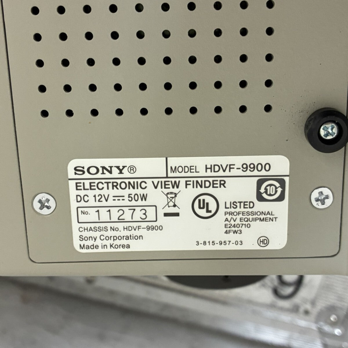 SONY HDVF-9900 Electronic Viewfinder 9-inch CRT with Hard Case (as-is) [e1245753443]