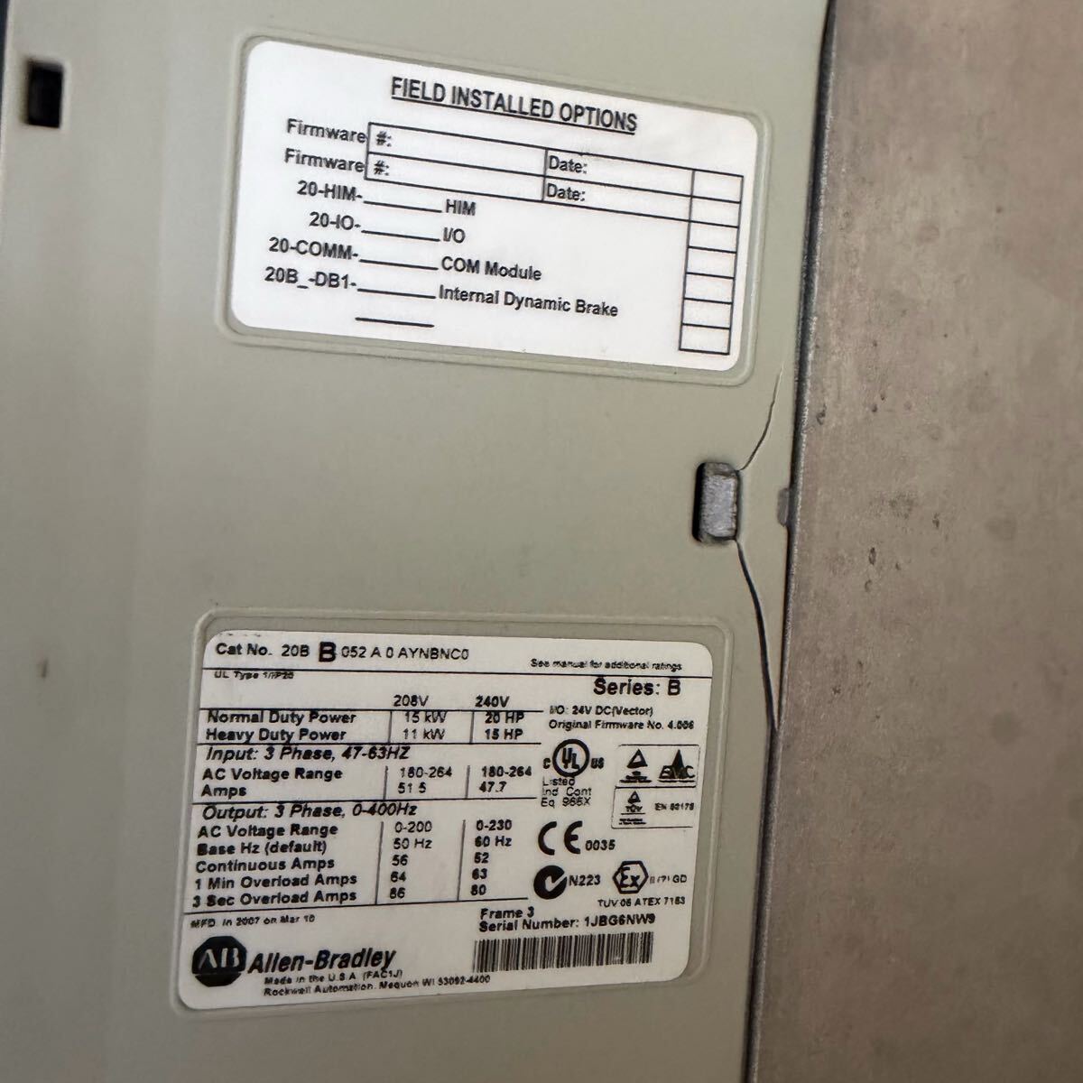 Allen-Bradley PowerFlex 700 Inverter 20BB052A0AYNBNC0 [u1246655064]