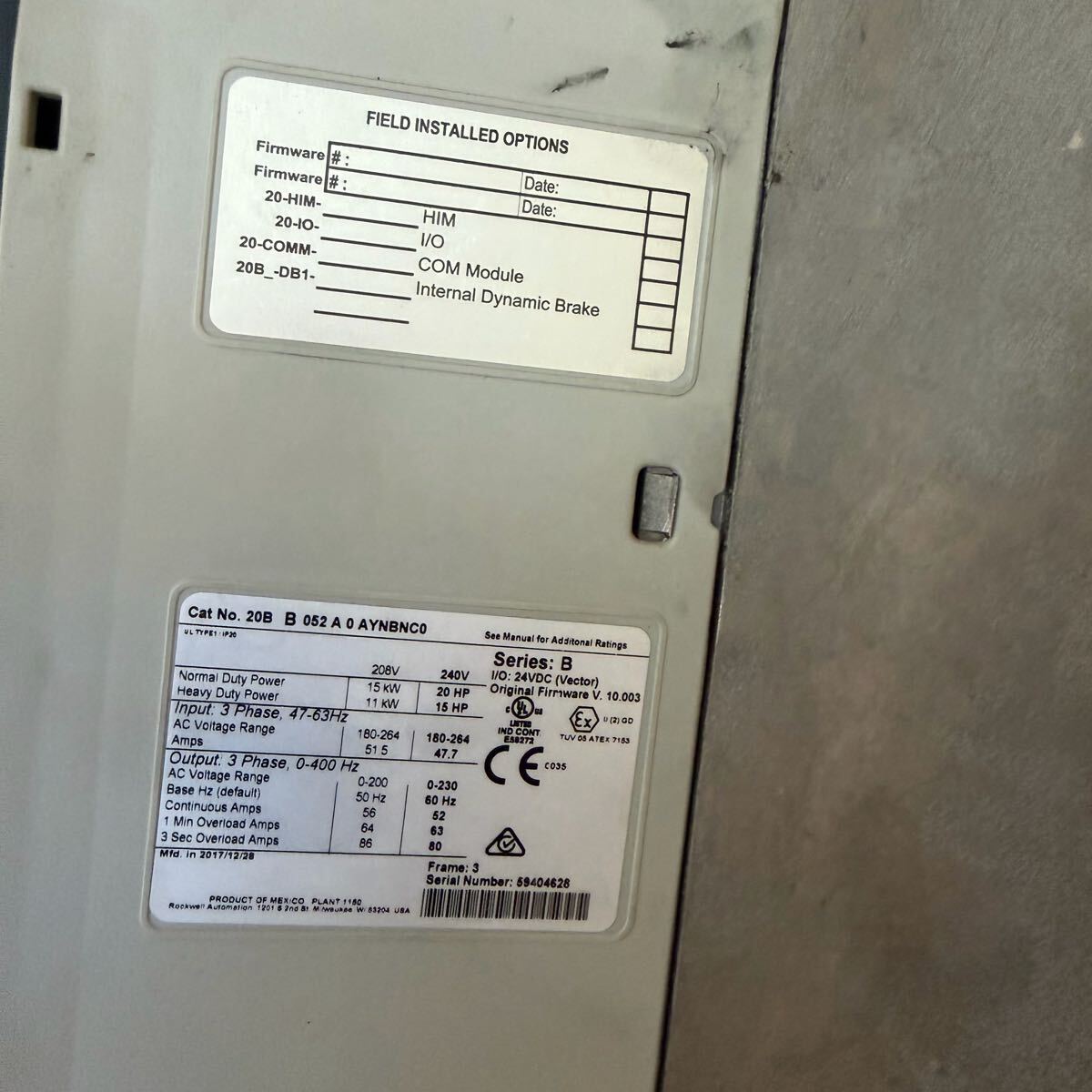 Allen Bradley PowerFlex 700 Inverter 20BB052A0AYNBNC0 [f1246641981]
