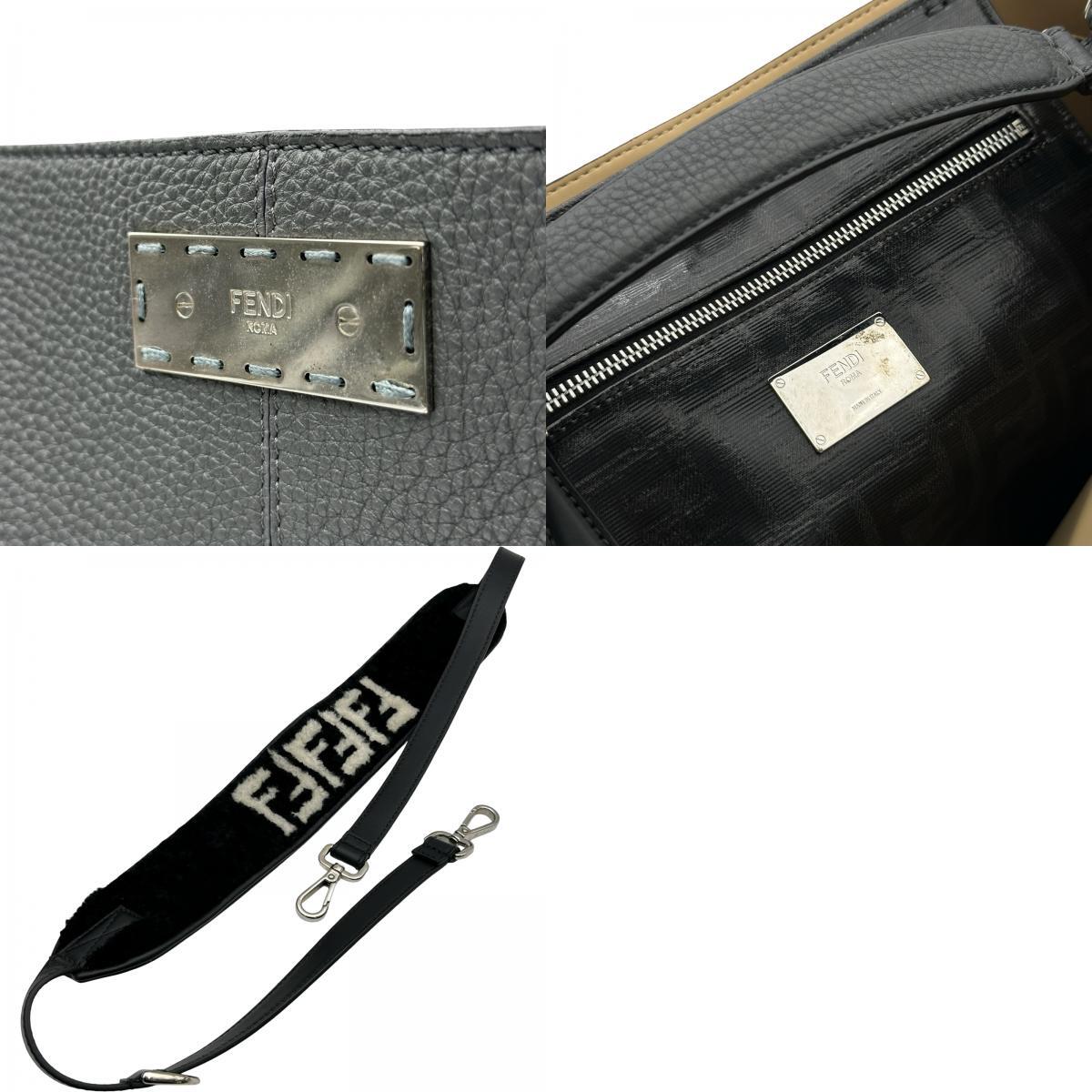 Fendi 7VA447 Shoulder Bag Leather Gray [u1247827987]