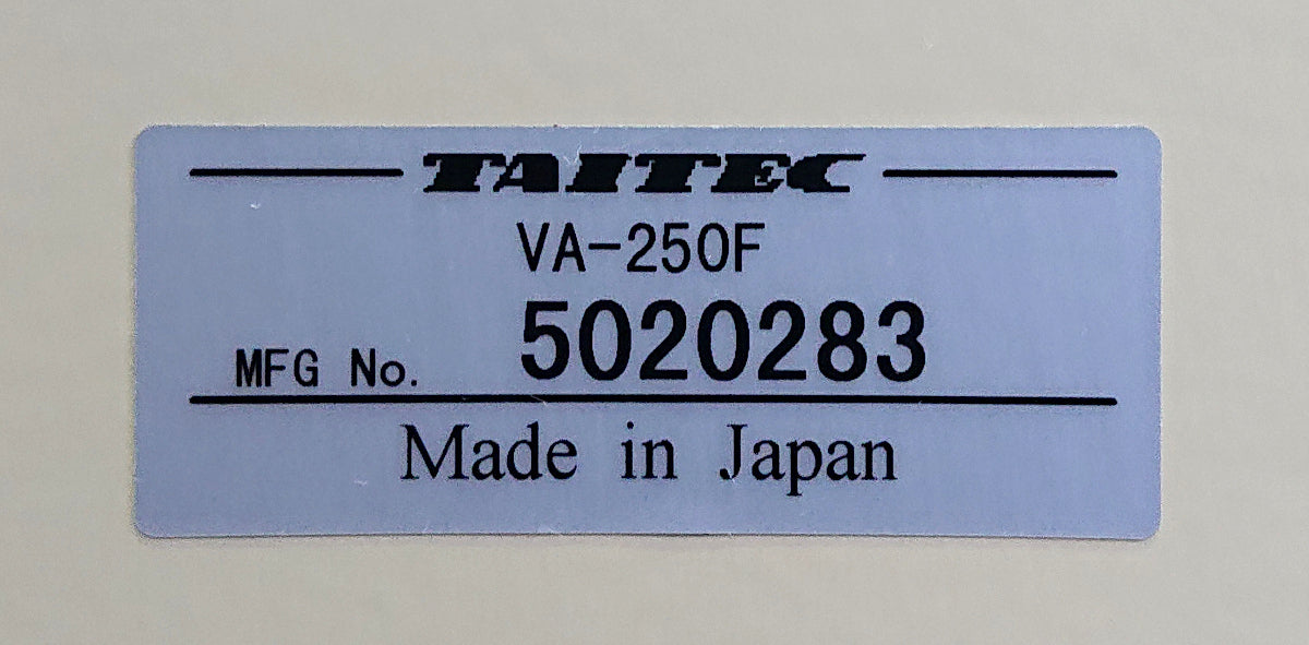 TAITEC VA-250F Low Temperature Freeze Trap Cooling [f1214832968]