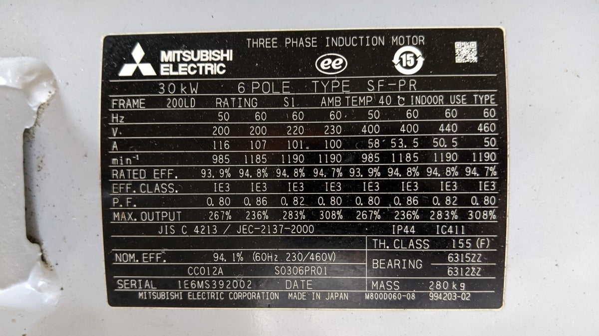 Mitsubishi Electric SF-PR Three-Phase Motor 30kW 200/400V 6 Poles [l1243307167]