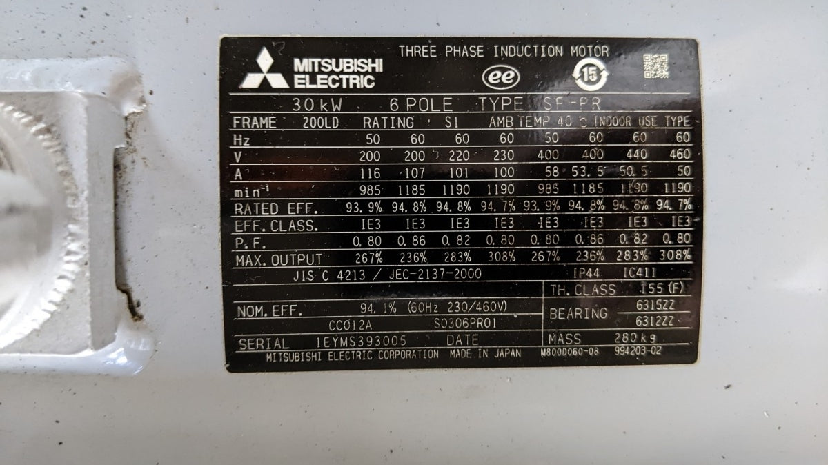Mitsubishi Electric SF-PR Three-Phase Motor 30kW 200/400V 6-Pole [m1243300073]
