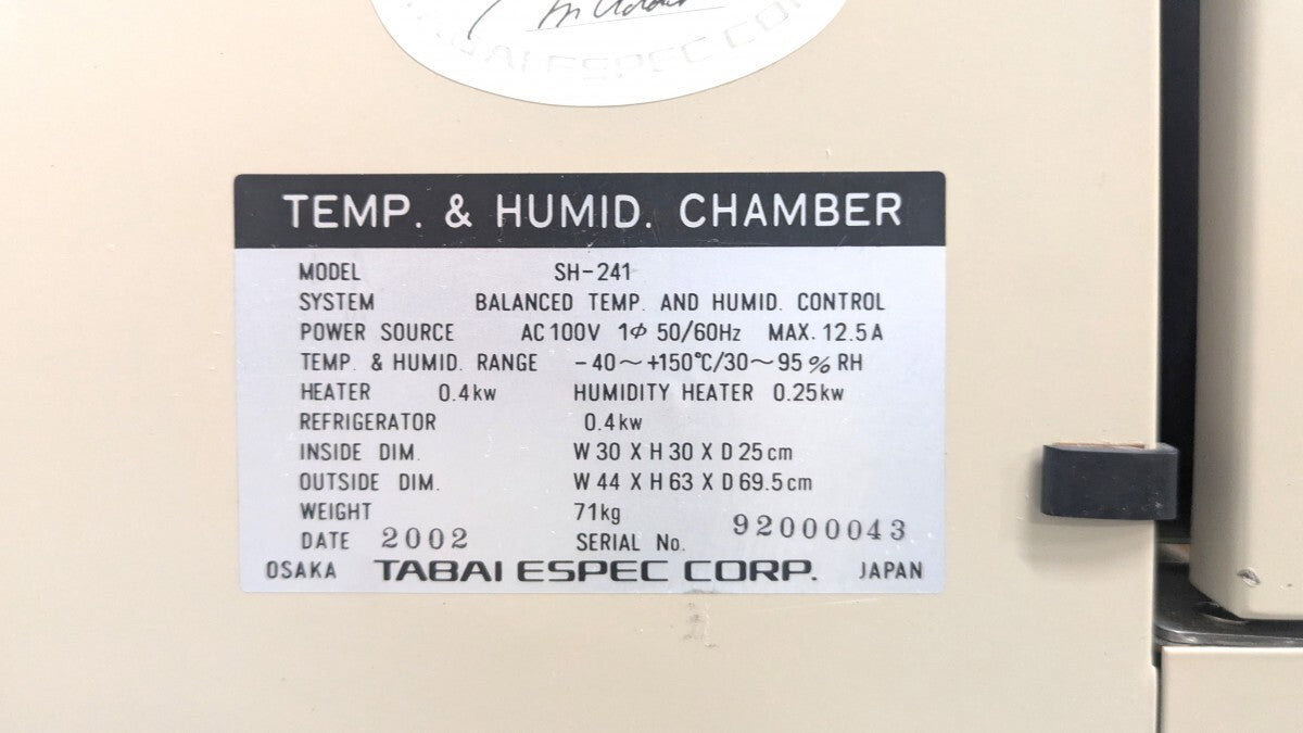 Espec SH-241 Tabletop Constant Temperature and Humidity Tank with Stand -40 to +150°C 30 x 30 x 25 cm [m1189000806]