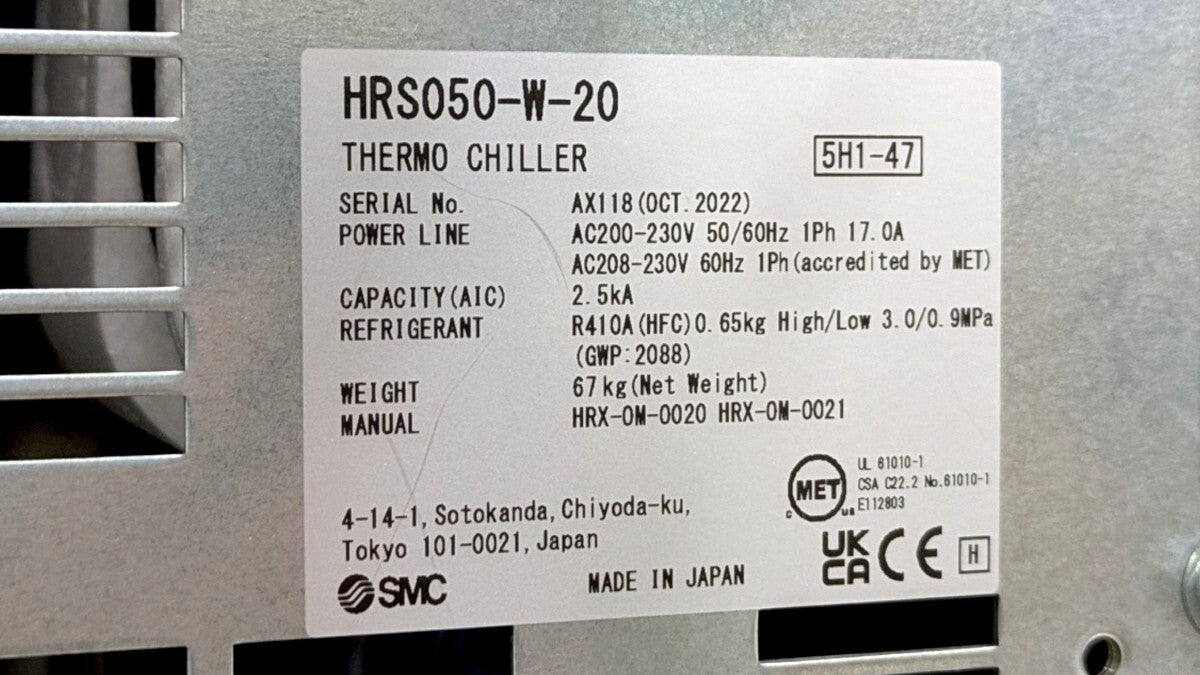 SMC HRS050-W-20 Water-Cooled Thermo Chiller [1244863041]