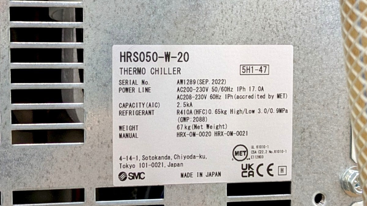 SMC HRS050-W-20 Water-Cooled Thermo Chiller [j1244881157]