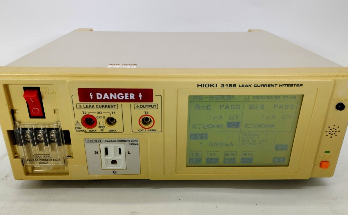 Hioki 3156A Leak Current Tester with Calibration Test Report - 4 Test Leads [e1186299100]