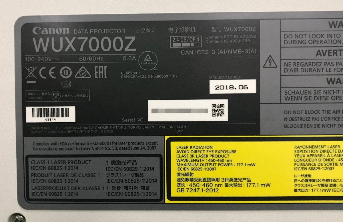 Canon WUX7000Z Projector WUXGA 13866 hours usage [k1242838364]