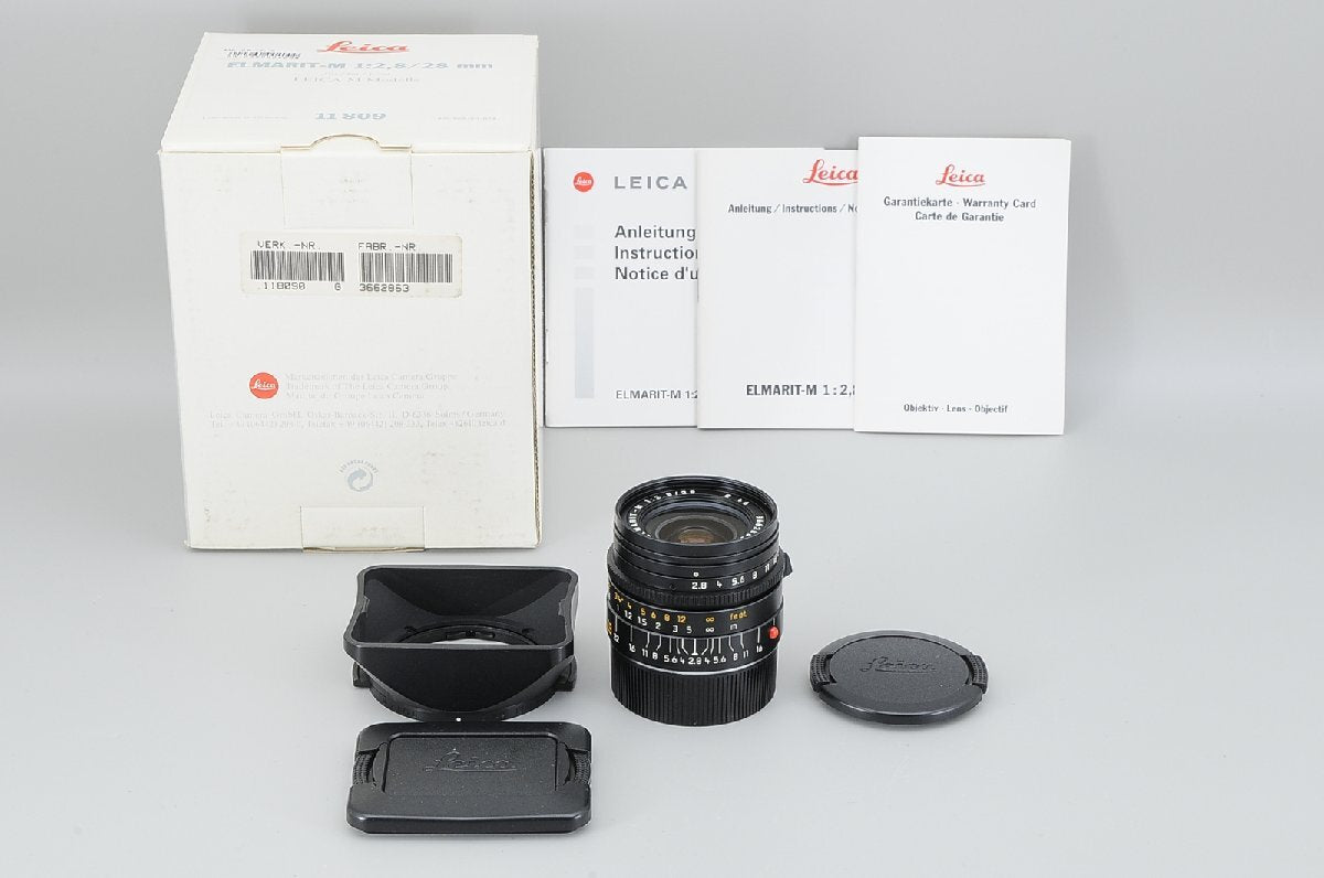 ◆With original box◆Leica Leica ELMARIT-M 28mm F2.8 E46 118090 + 12547 Lens hood, 14013 with cap #12329 [d1211924851]