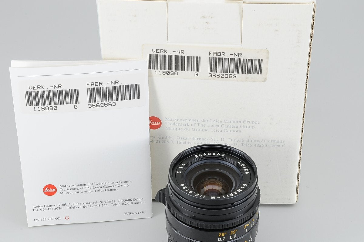 ◆With original box◆Leica Leica ELMARIT-M 28mm F2.8 E46 118090 + 12547 Lens hood, 14013 with cap #12329 [d1211924851]