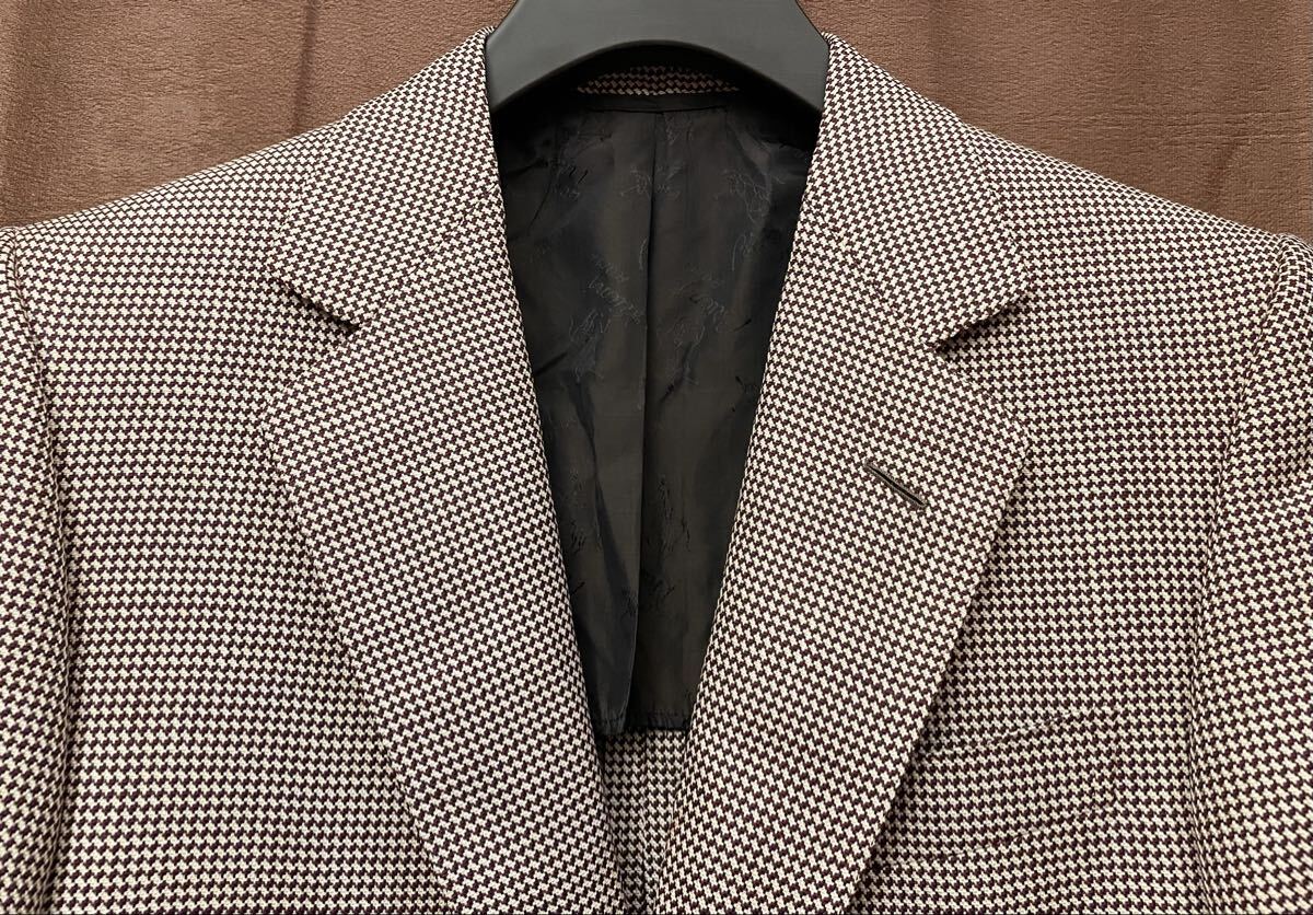 Brioni 46 Tailored Jacket Made in Italy Jacquard Weave Silk Brown Roman Style [k1211027445]