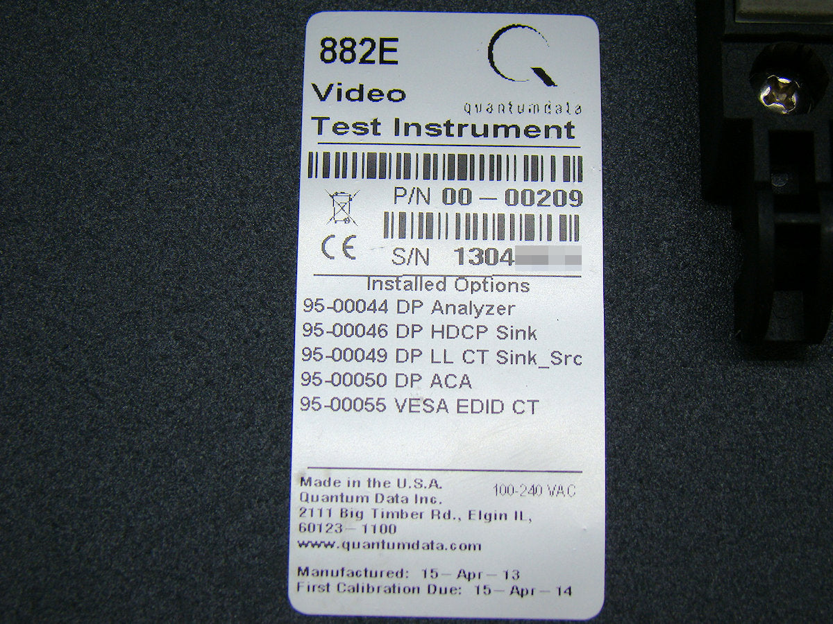 QUANTUM DATA 882E Video Test Generator Display Port 1.1a [o1043163980]