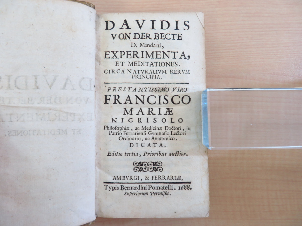Davidis von der Becte D. Mindani 1688 First Edition Philosophy Book [w1055069791]