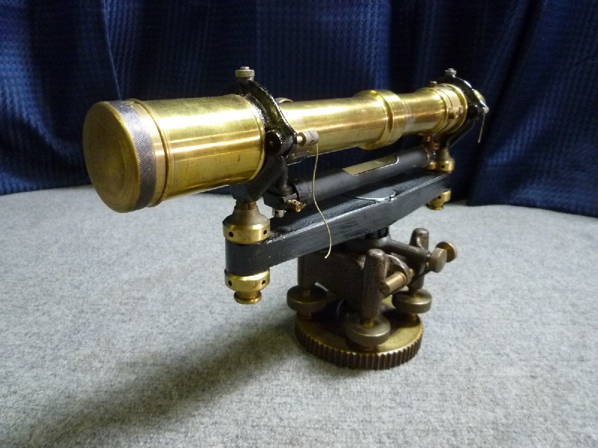 Brass Surveying Instrument with Wooden Box [q1062138458]