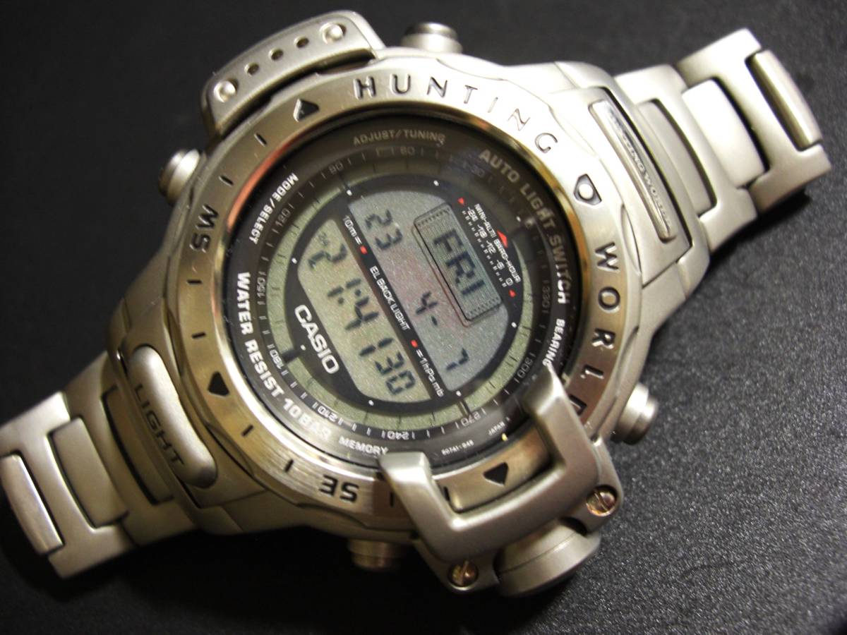 Casio Pro Trek Watch Hunting World 5th Edition Elephant Logo Lighting Thermometer Altimeter Compass [k1087832465]