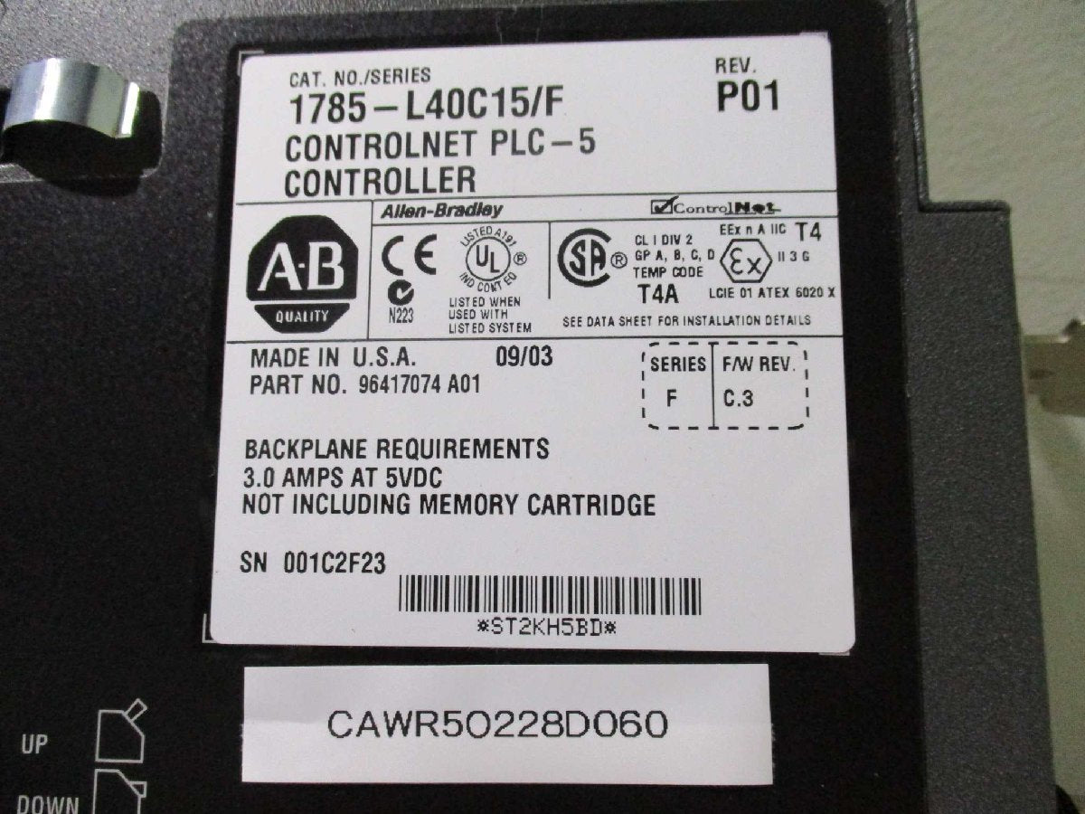 ALLEN BRADLEY 1785-L40C15/F PLC-5 CONTROLLER [v1115525945]