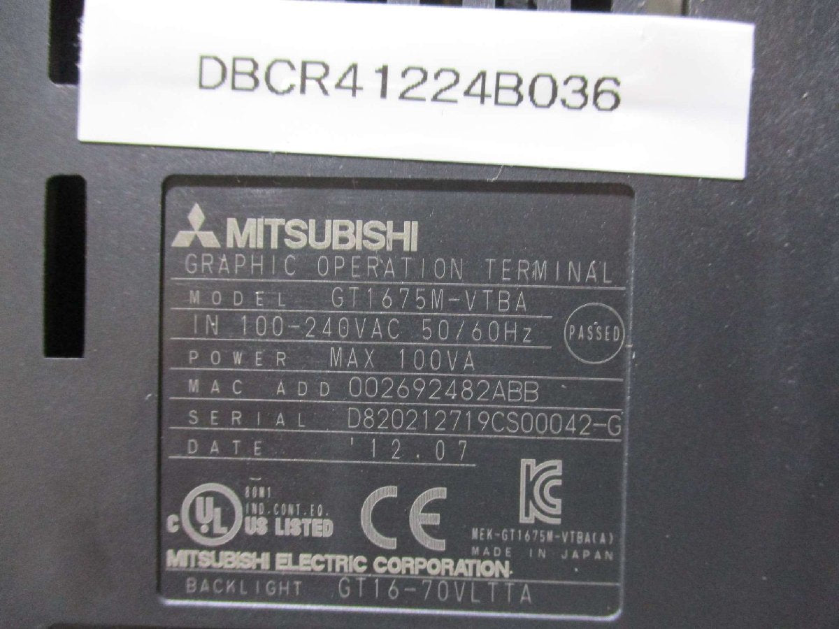 MITSUBISHI GT1675M-VTBA100-240VAC HMI Display [b1115514449]