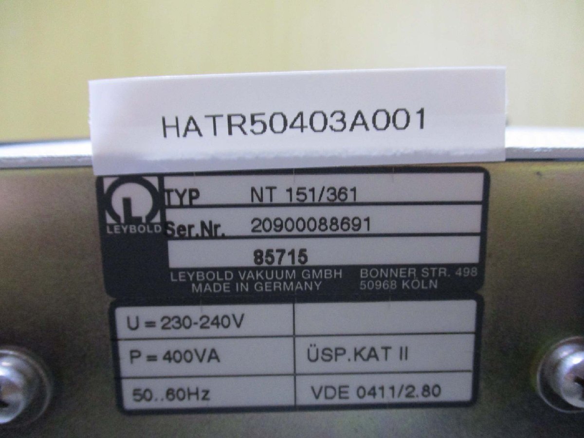 LEYBOLD TURBOTRONIK NT 151/361 Turbo Molecular Pump Controller [b1115523710]