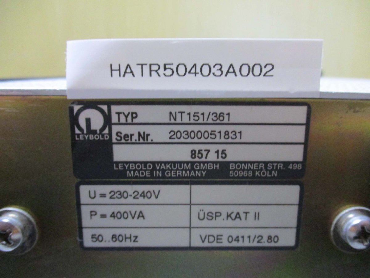 LEYBOLD TURBOTRONIK NT 151/361 Turbo Molecular Pump Controller [m1115514069]