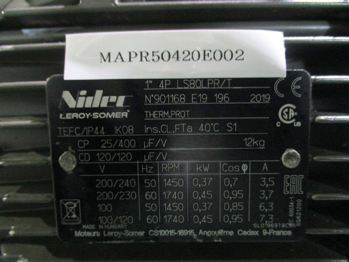 NIDEC LEROY-SOMER LS80LPR/T Motor MAPR50420E002 [w1115544837]