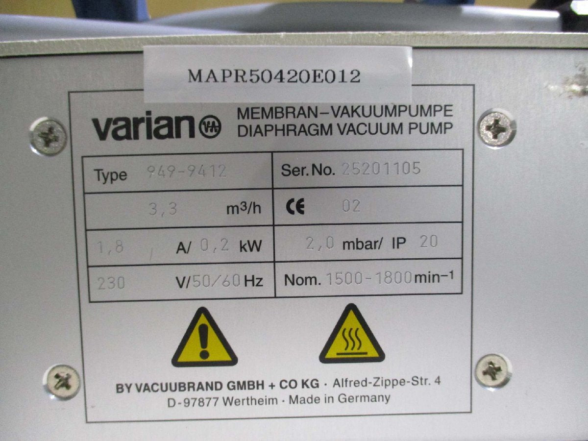 Varian 949-9412 Diaphragm Vacuum Pump ABM 4EKG63DX-4 [o1115530390]