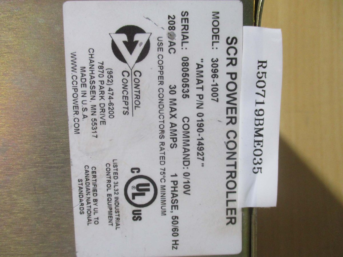 SCR POWER CONTROL CONCEPTS 3096-1007 Power Supply 208 VAC 50/60 HZ [l1115557157]