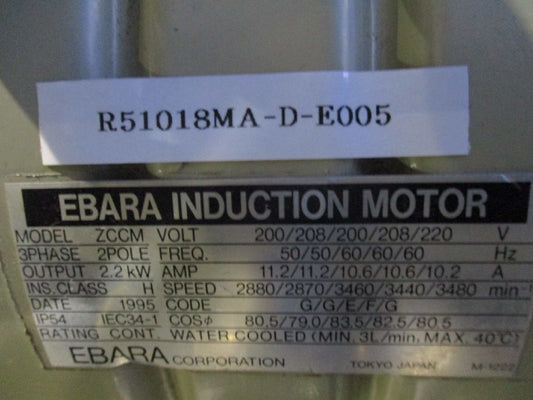Ebara Corporation 40X20ERDUM-NJ Vacuum Pump 1000 L/M [r1121441556]