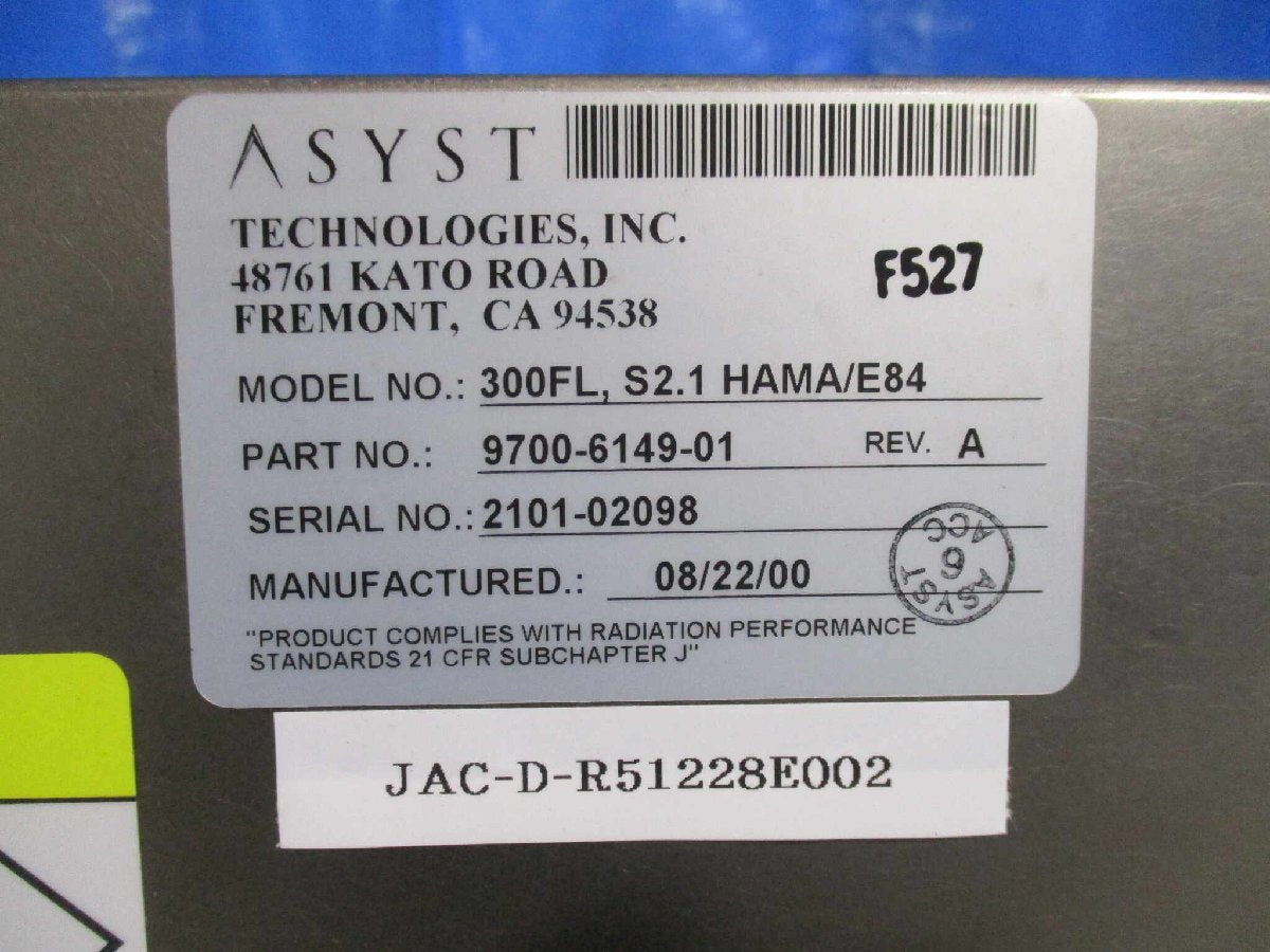 ASYST TECHNOLOGIES 48761 KATO ROAD 300FL,S2.1 HAMA/E84 [u1121730613]