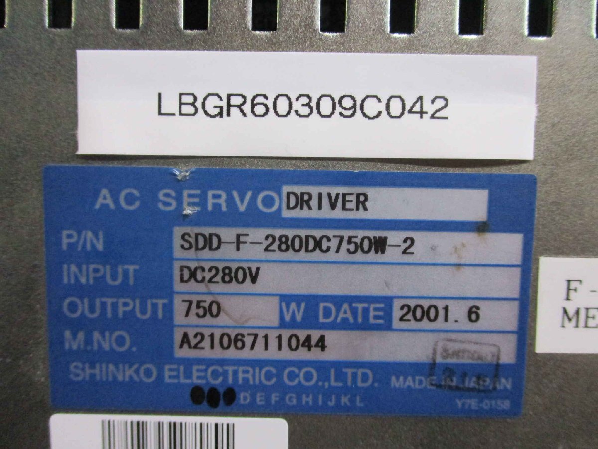 SHINKO SDD-F-280DC750W-2 AC SERVO DRIVER [o1128713548]