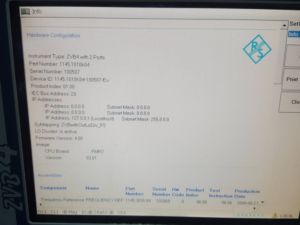 Rohde & Schwarz ZVB4 Vector Network Analyzer 300kHz-4GHz 2-Port [f1129388283]