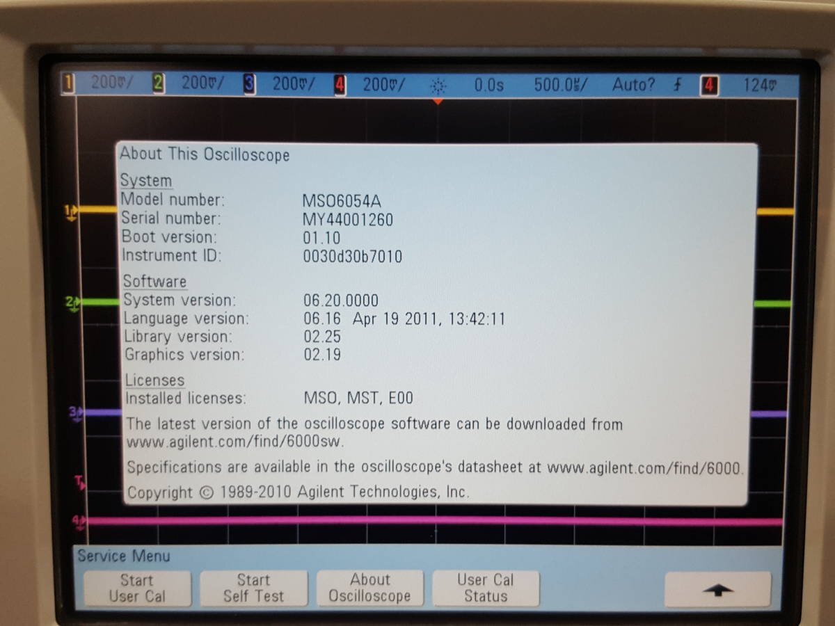 Agilent MSO6054A Mixed Signal Oscilloscope 500MHz 4ch 4GSa/s [e1130140751]