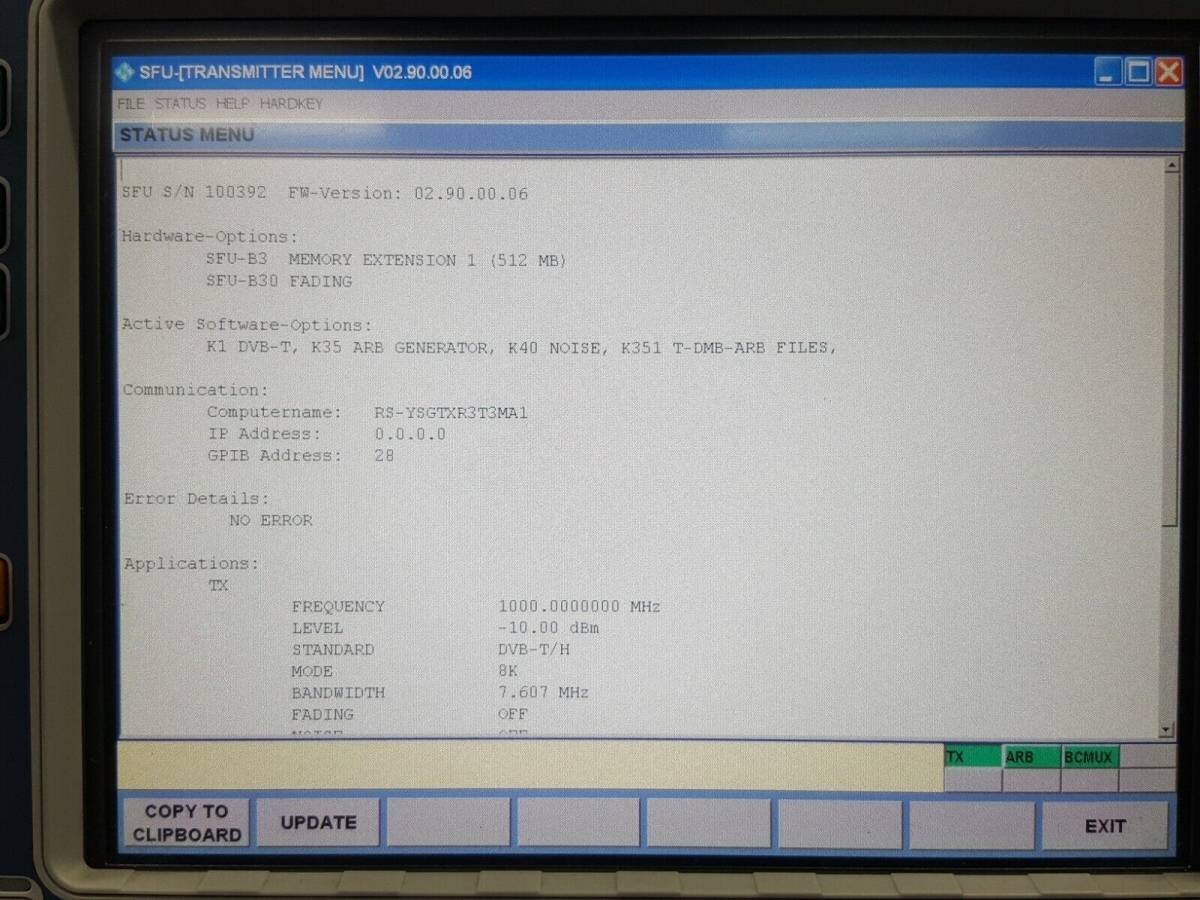 NBC R&S SFU Broadcast Test System Opt B3 B30 K1 K35 K40 K351 [o1130273925]